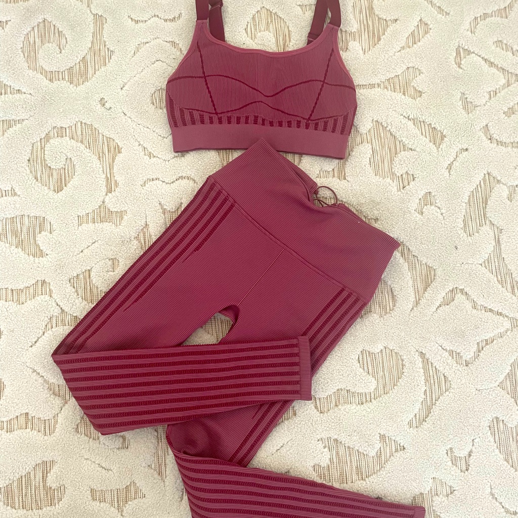 Fabletics Maroon Workout Set Small